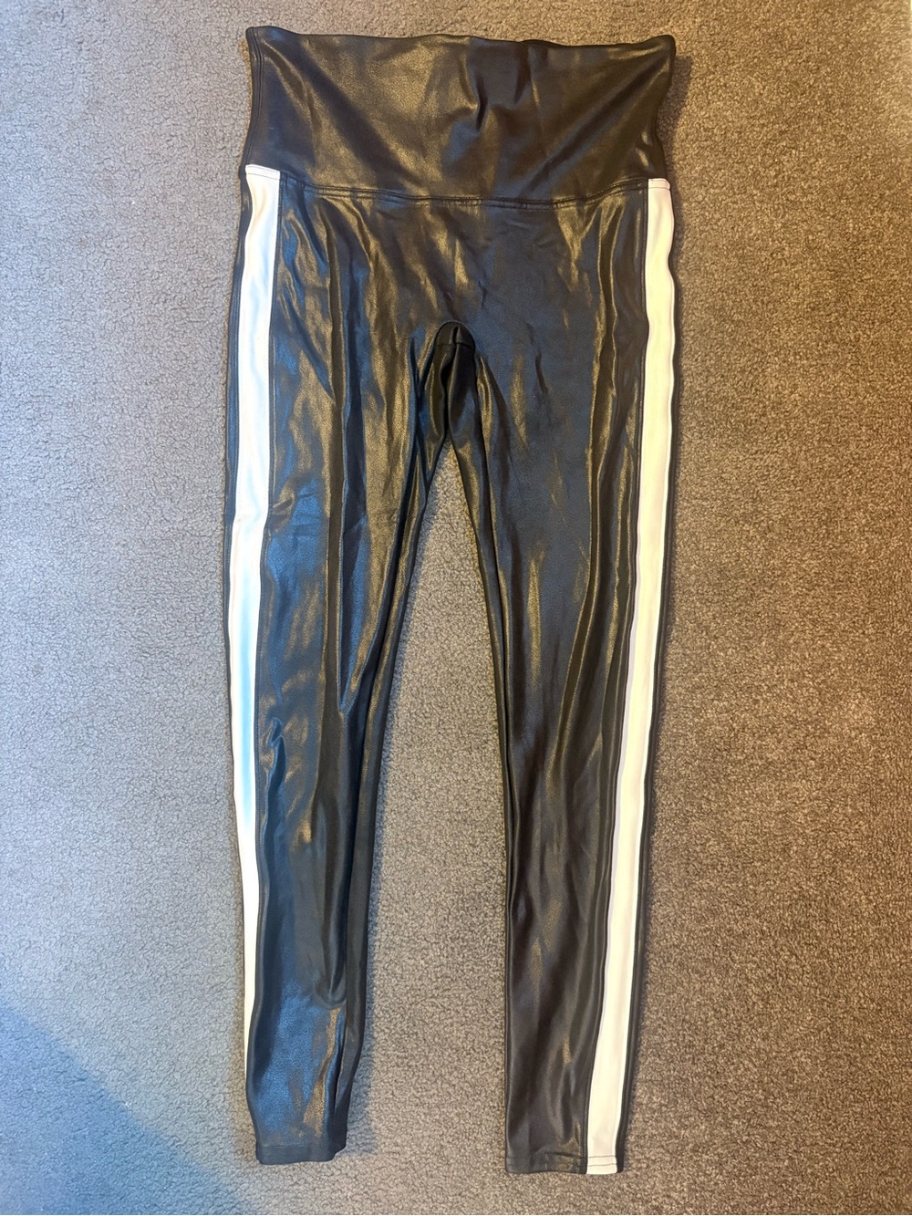 Spanx Faux Leather Leggings - High-Waisted - Black - Size L